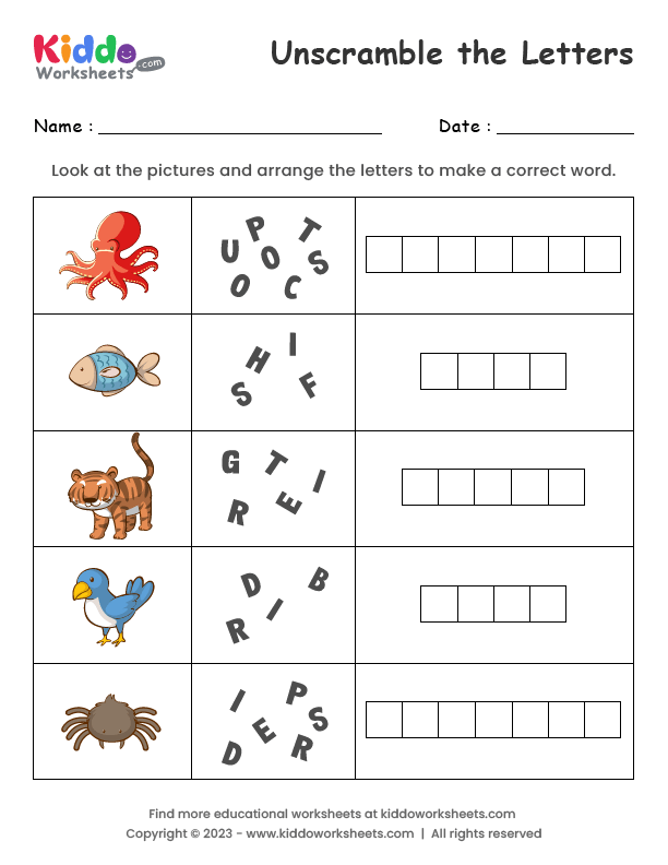 unscramble letters to form words