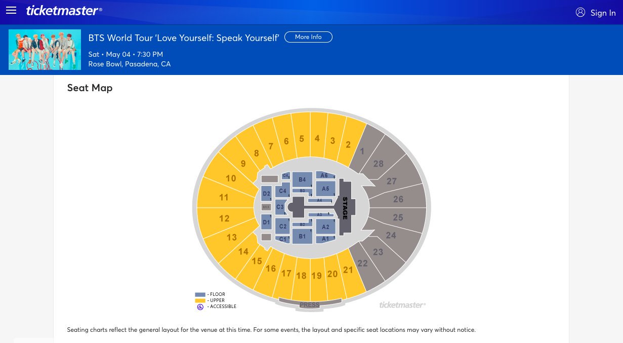 bts tickets rose bowl