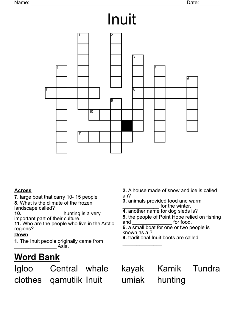 inuit boat crossword clue