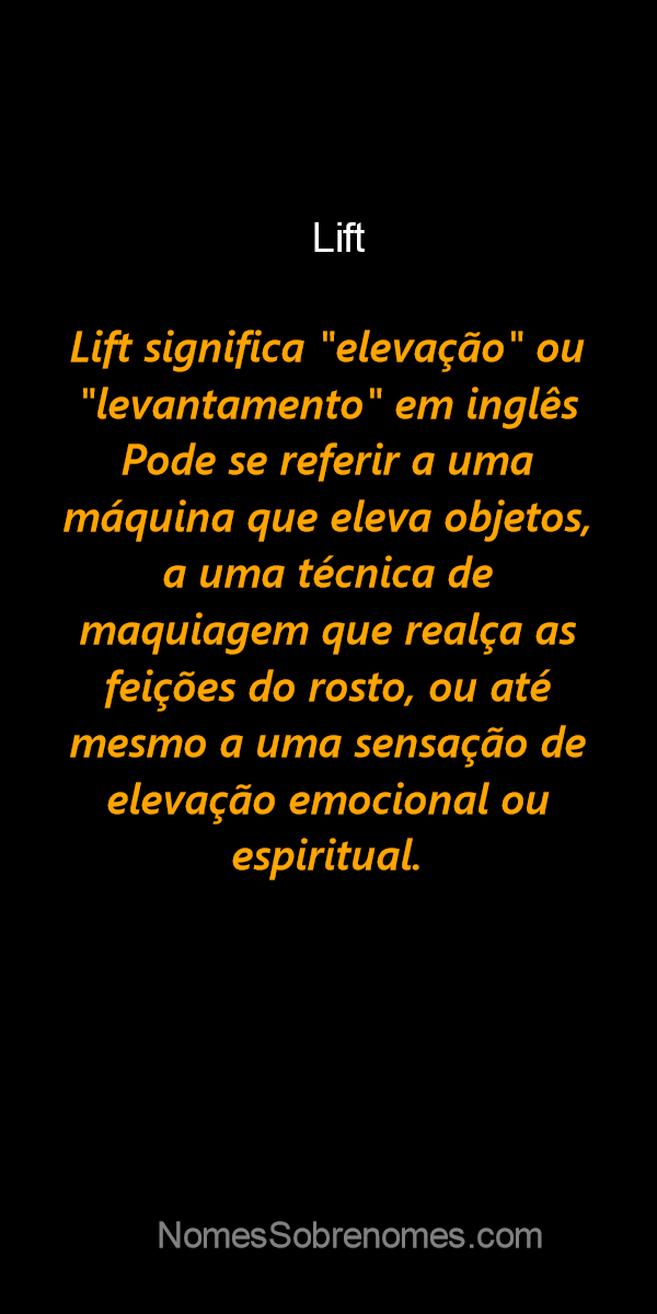 significado de lift