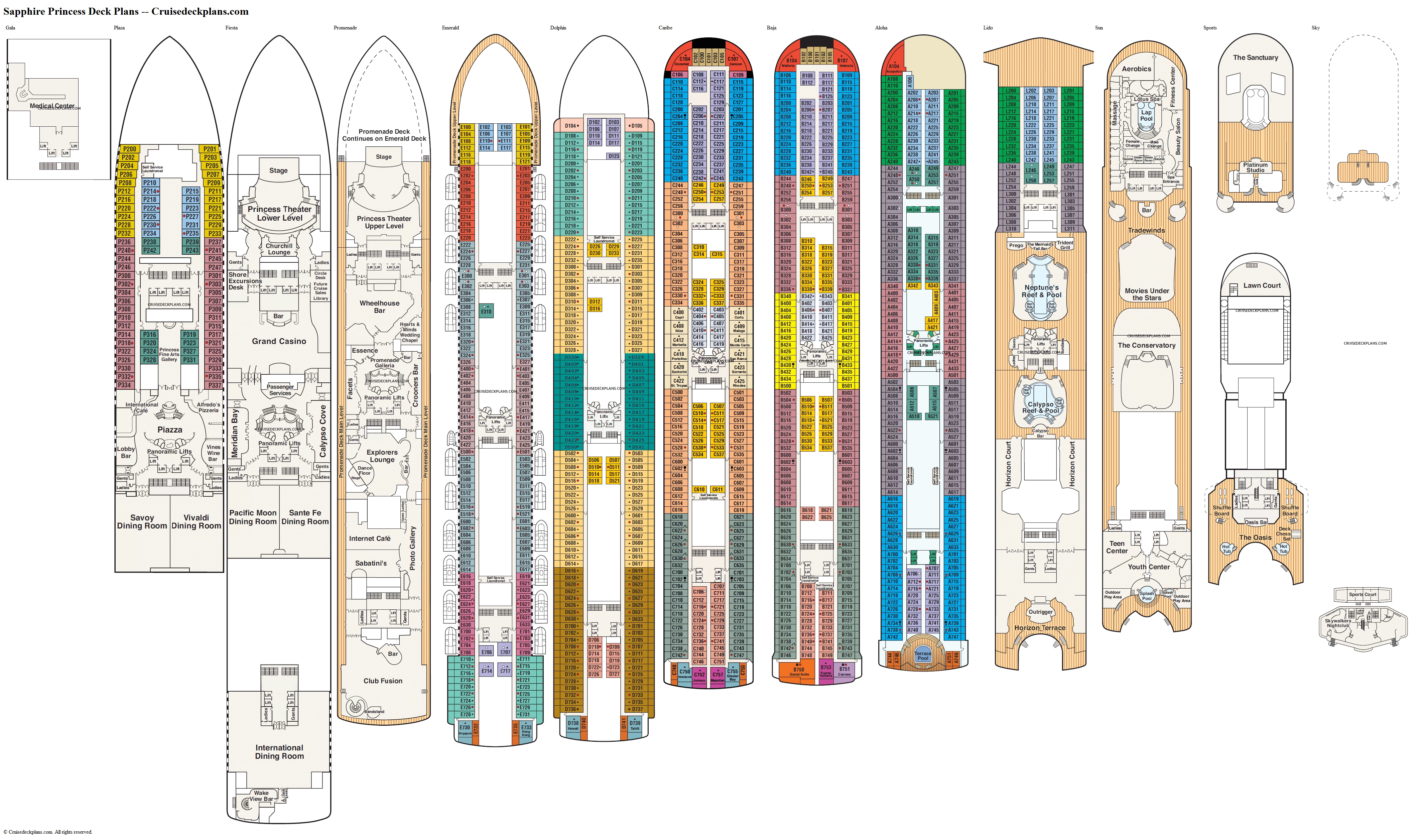 deck plans for sapphire princess ship