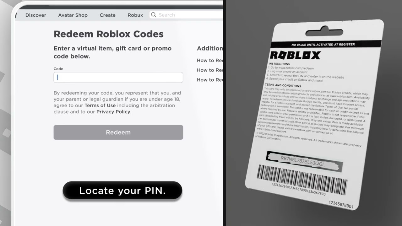 redeeming roblox gift card