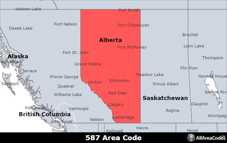 area code 587 location