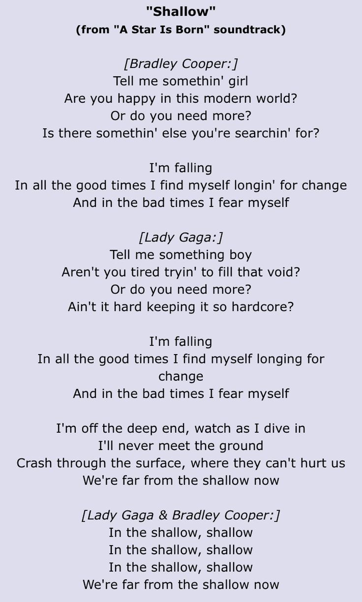 shallow letra