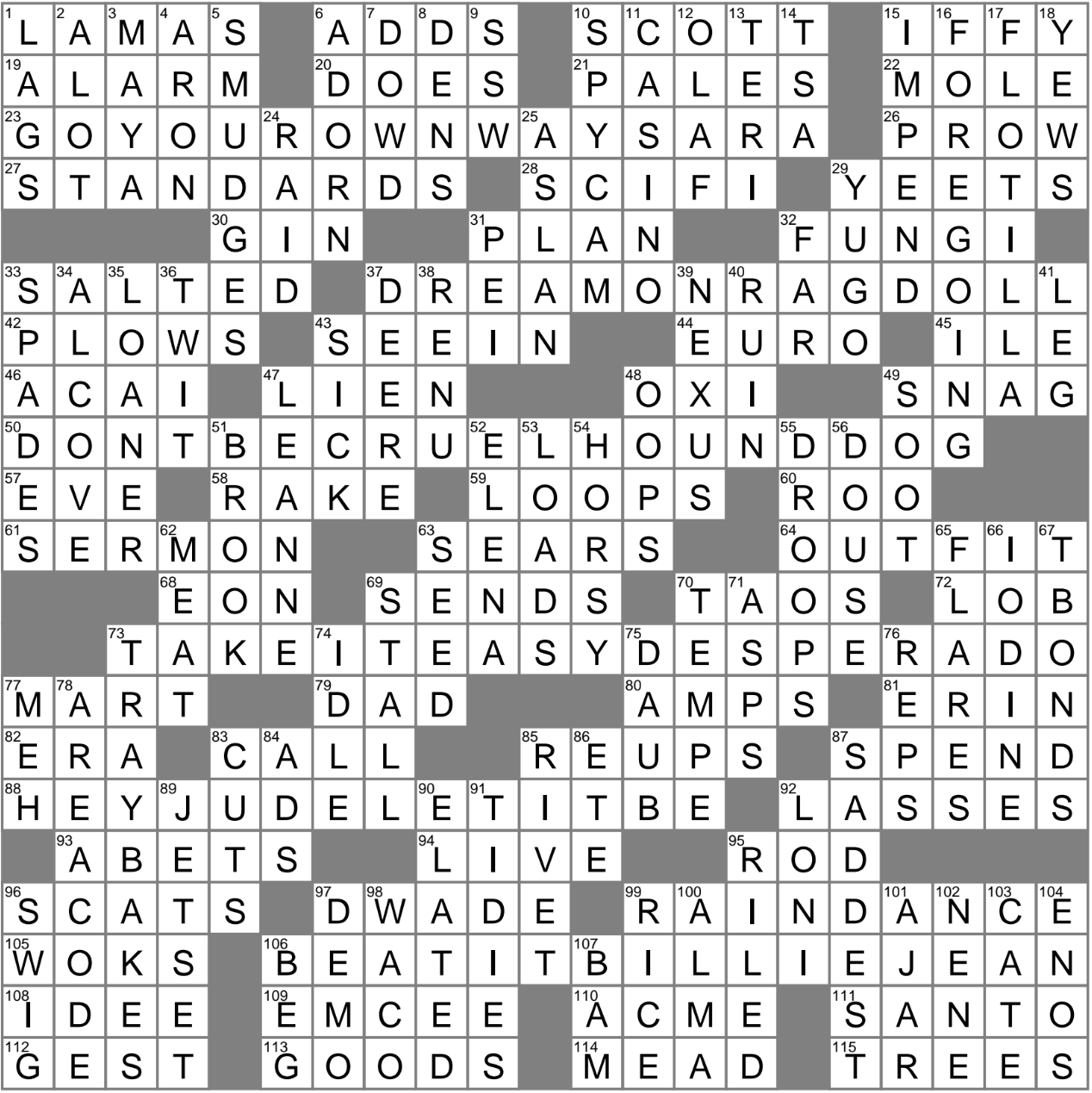 l.a. crossword puzzle