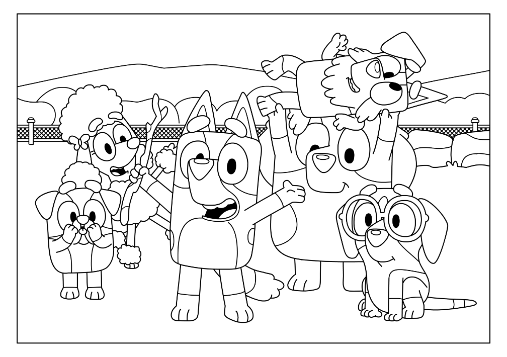 bluey family colouring