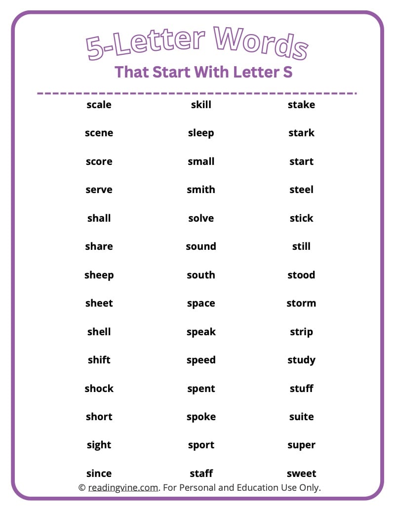 5 letter words with s and k