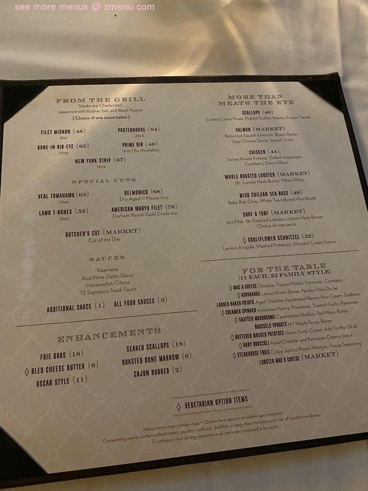 ts steakhouse menu with prices