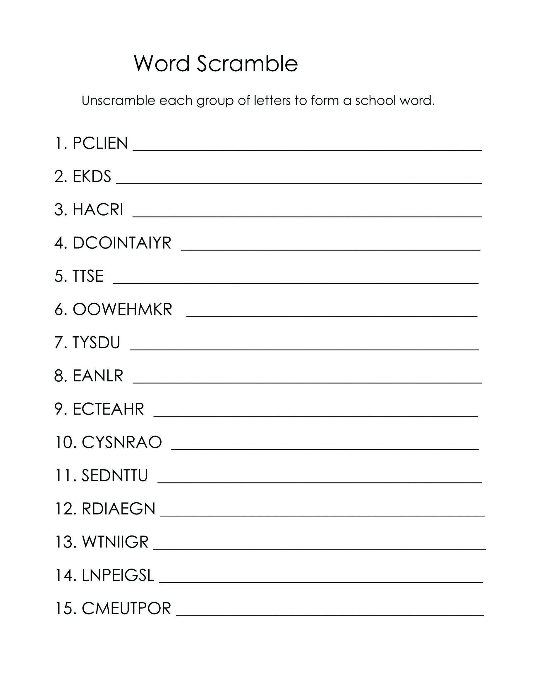 world unscramble