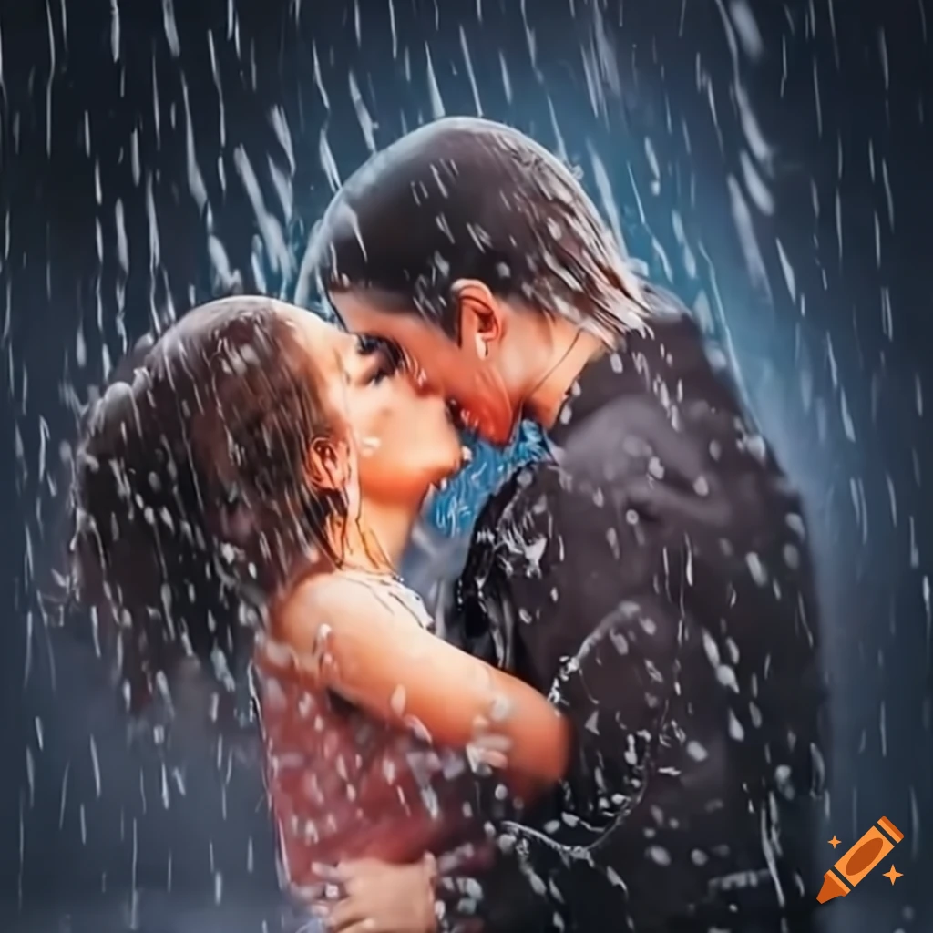 couple kissing in the rain images