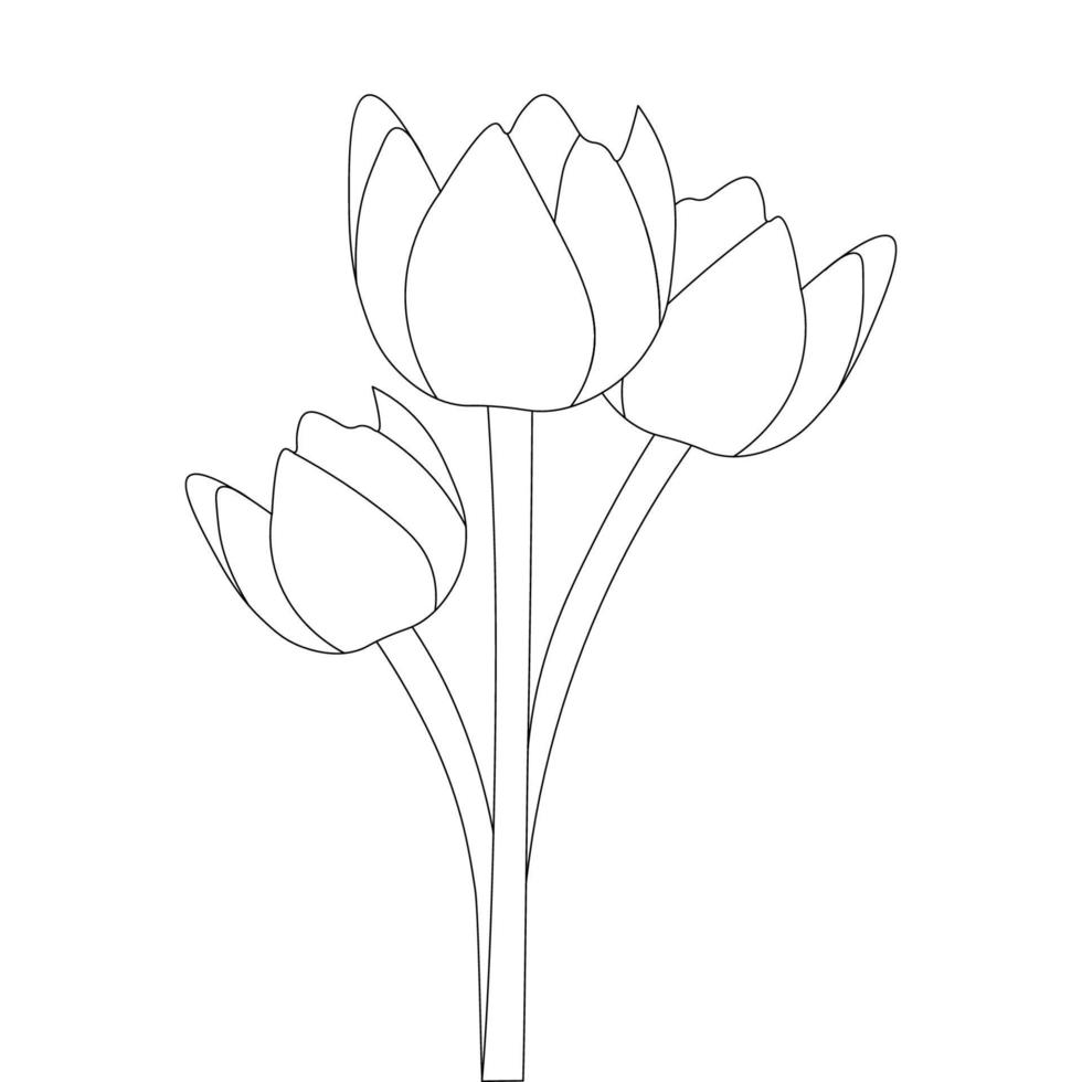 tulip clipart black and white