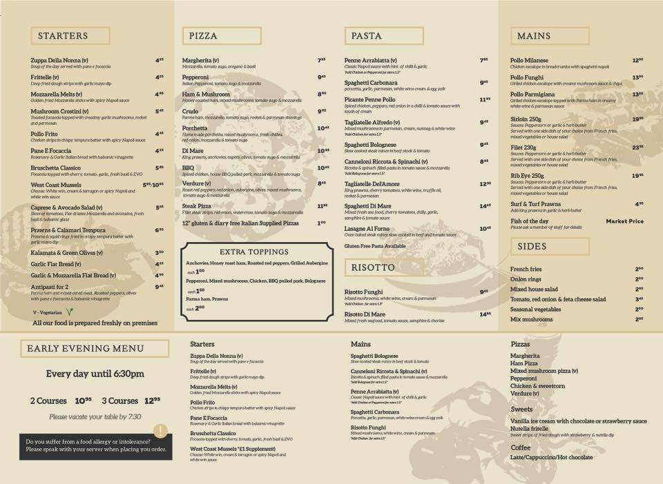 la fortuna restaurant and pizzeria menu