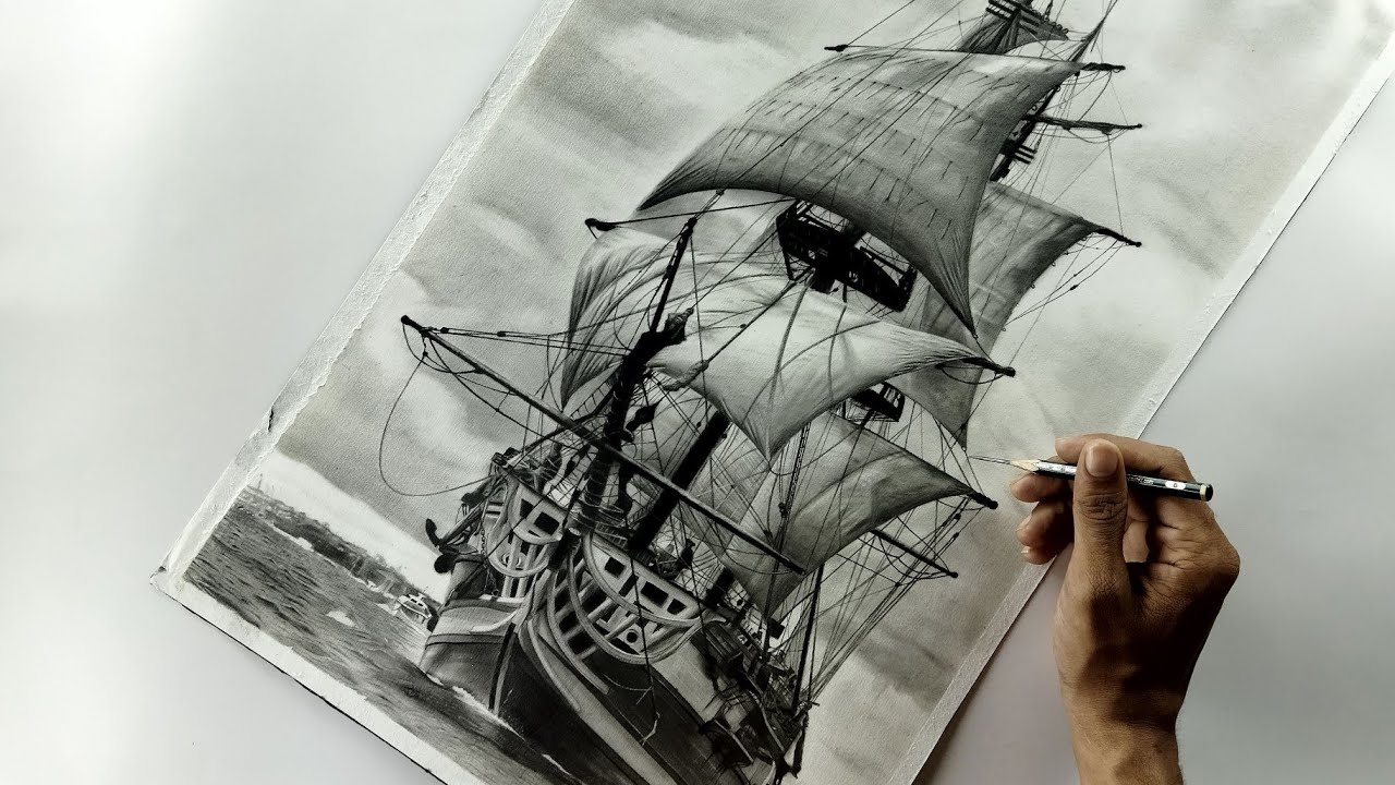 realistic pirate ship drawing