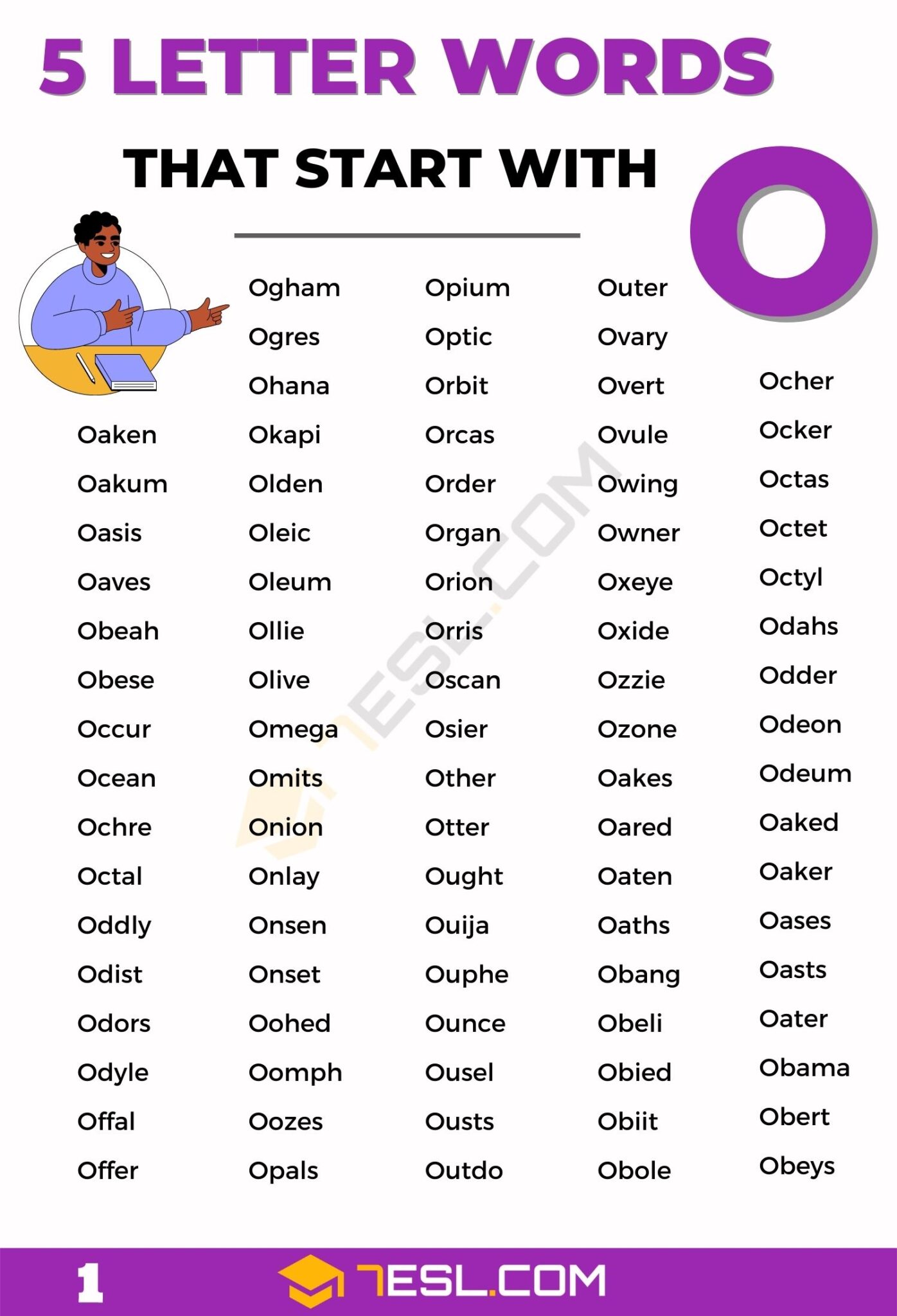 five letter word start with o