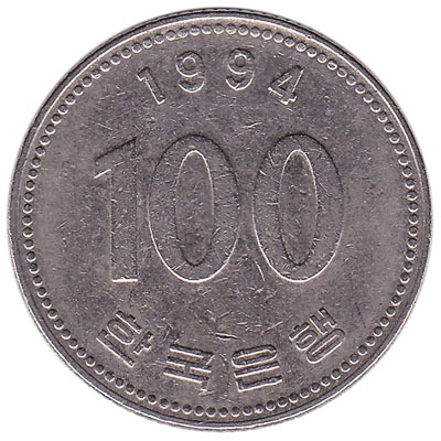 south korean 100 coin in indian rupees