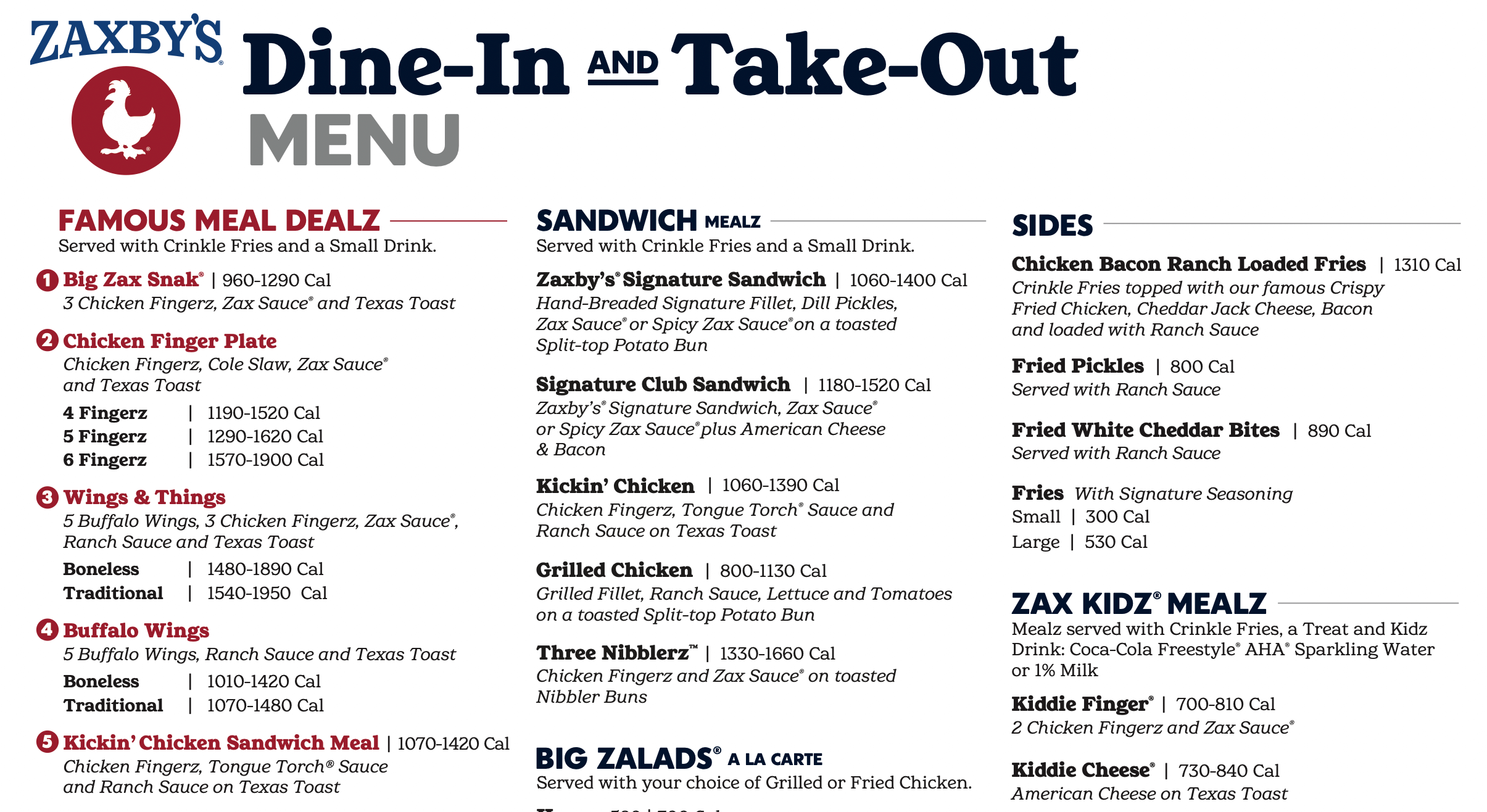 zaxbys menu printable