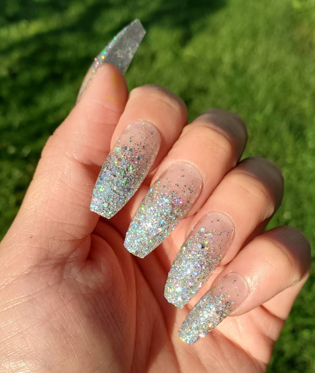 silver acrylic nails