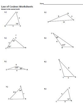 worksheet law of cosines