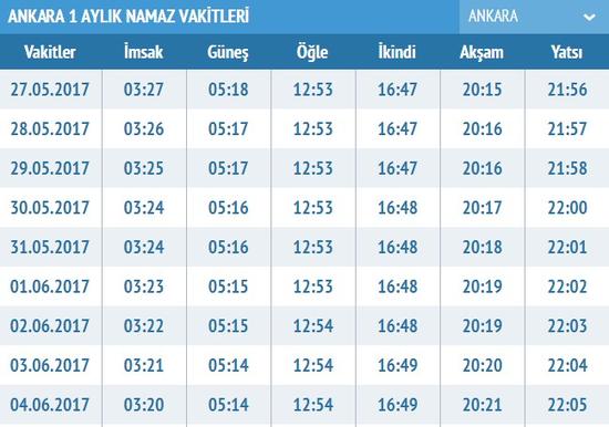 ankara yatsı ezanı