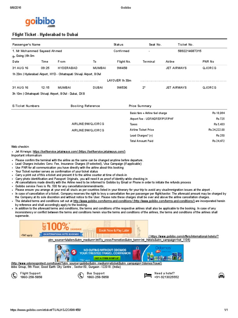 goibibo flight tickets