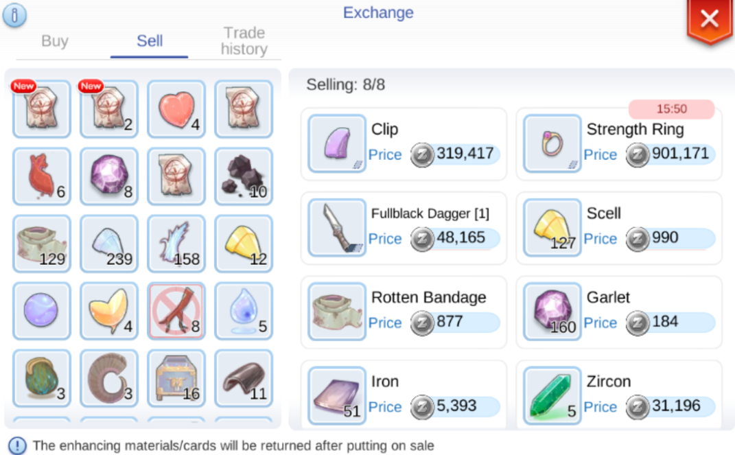 ragnarok mobile exchange price