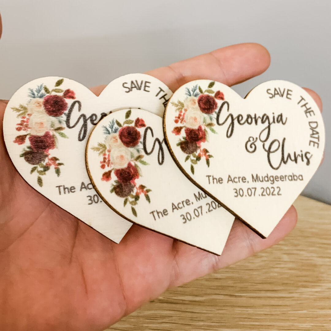 wooden save the date magnets