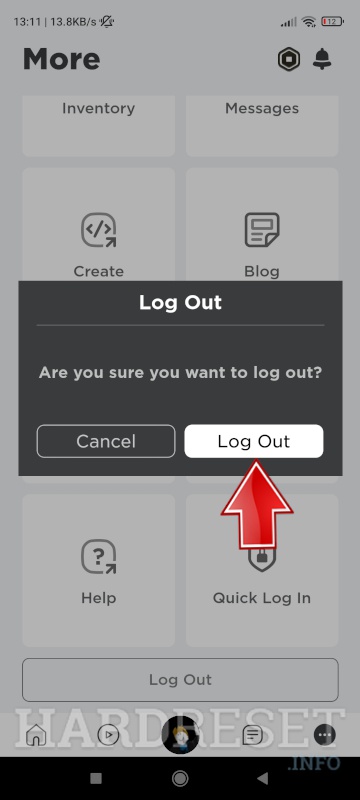 how to log out of roblox