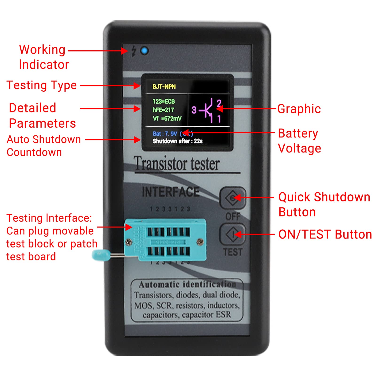 transistor tester interface