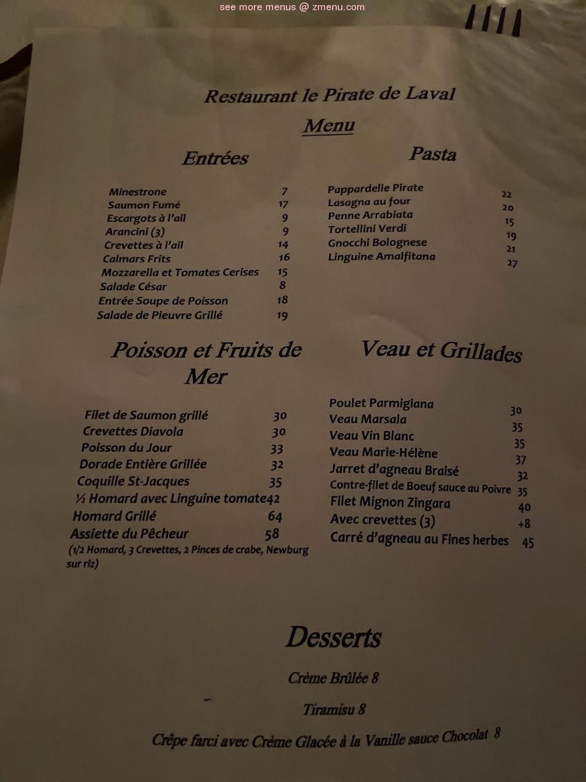 restaurant le pirate de laval