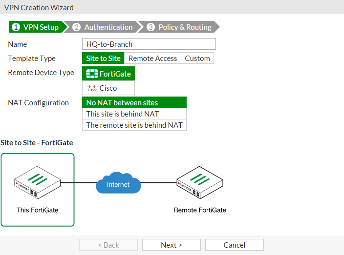 fortigate 60e vpn configuration