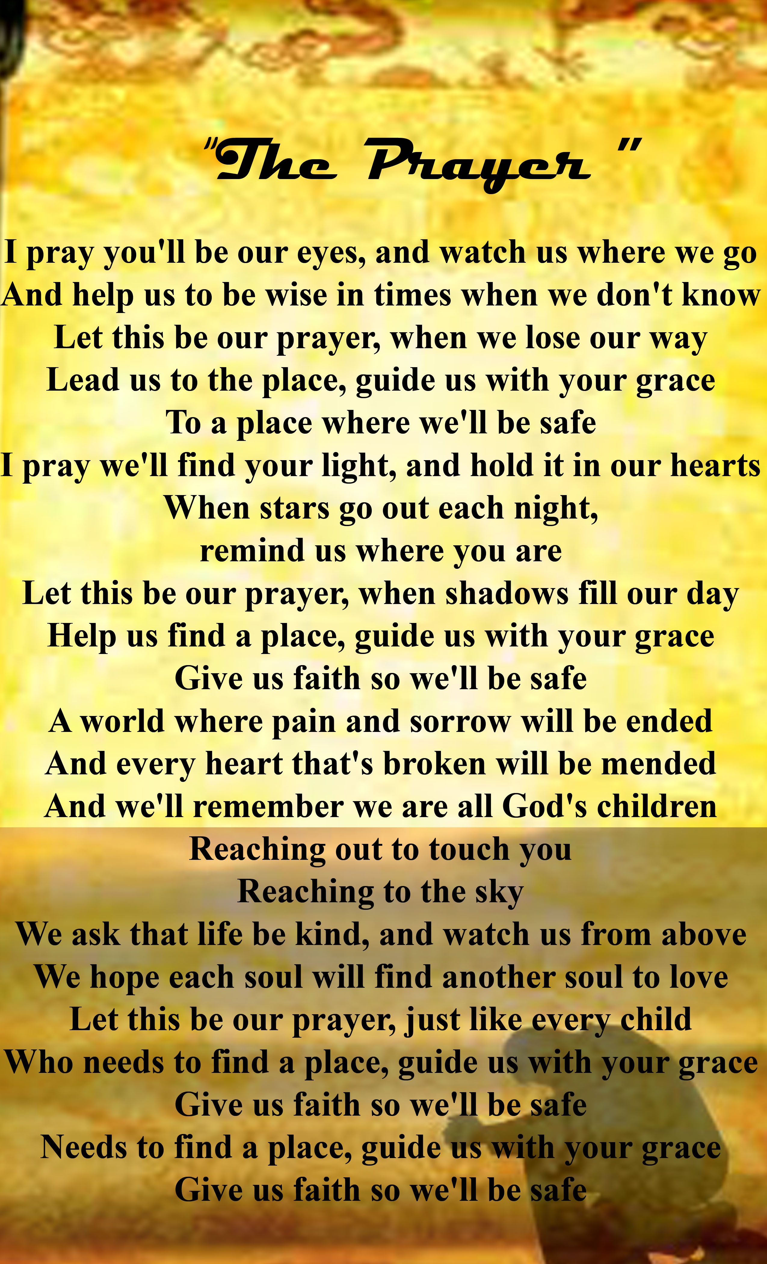 lyrics for the prayer celine dion