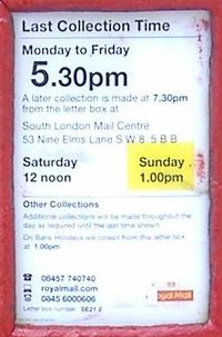 post box collection times