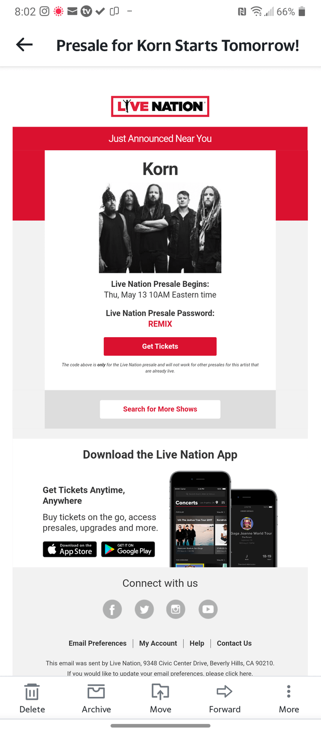 live nation presale code