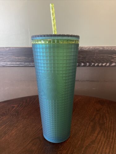 blue and green starbucks cup