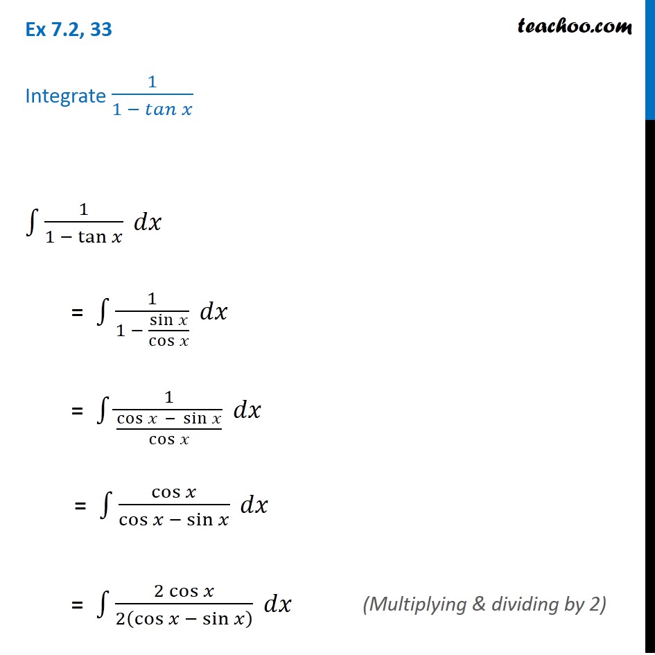 integration of dx 1 tanx