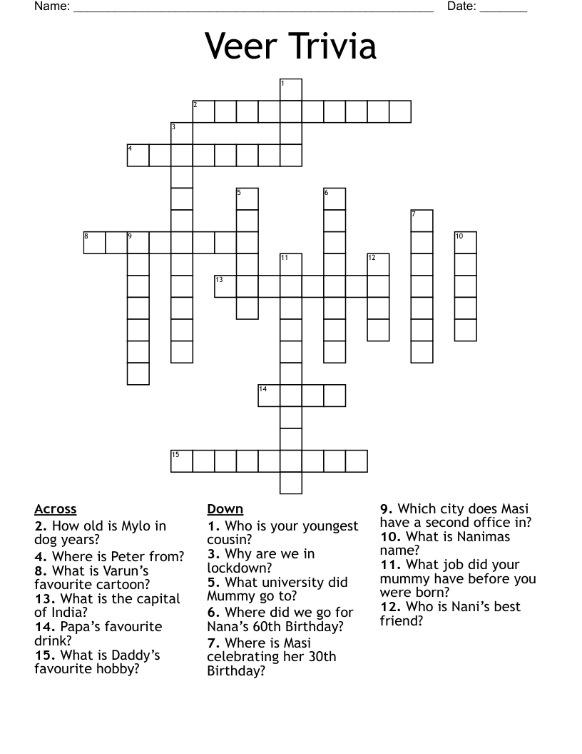 veer crossword clue