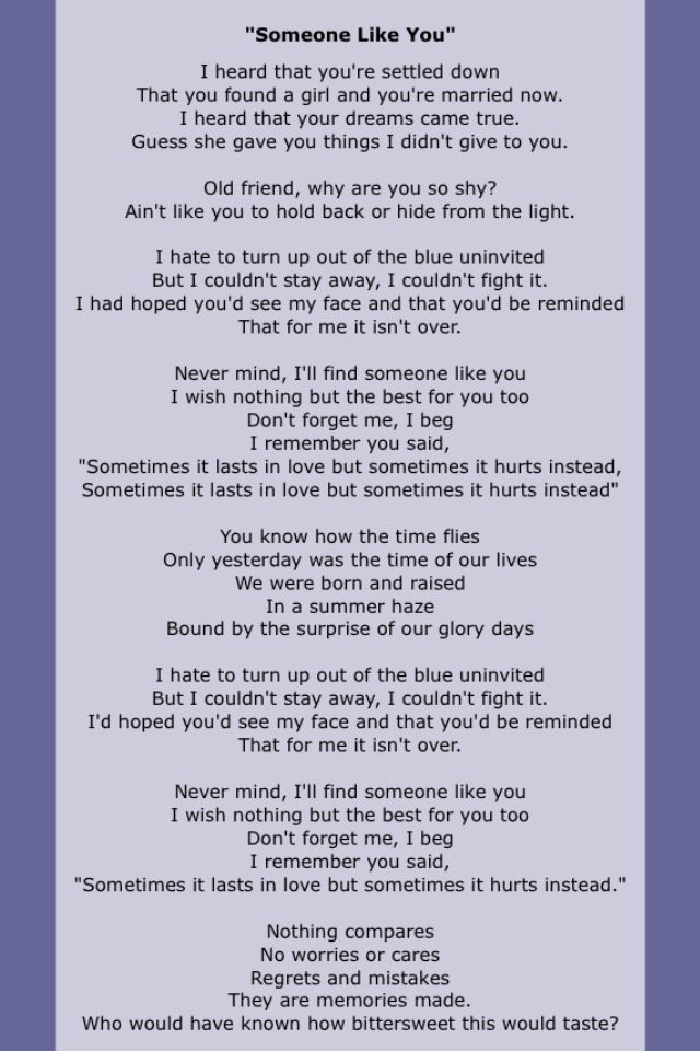 adele someone like you lyrics