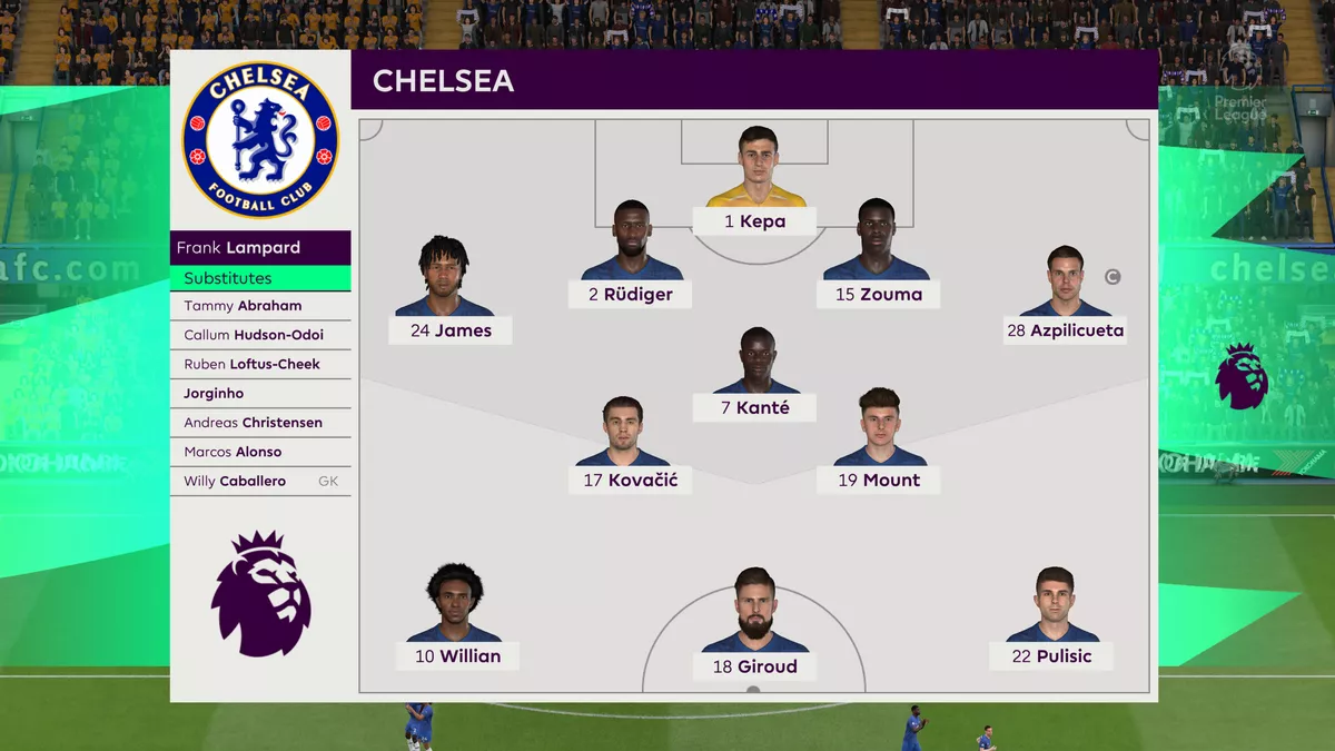 wolverhampton wanderers f.c. vs chelsea f.c. lineups