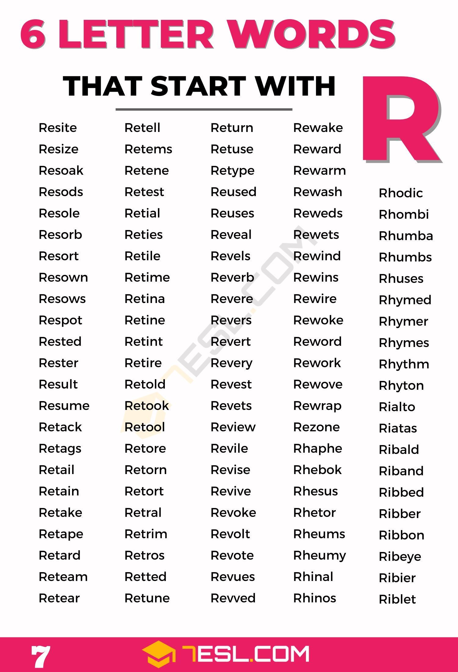 6 letter words ending in r