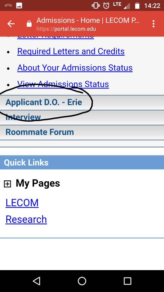 lecom secondary application