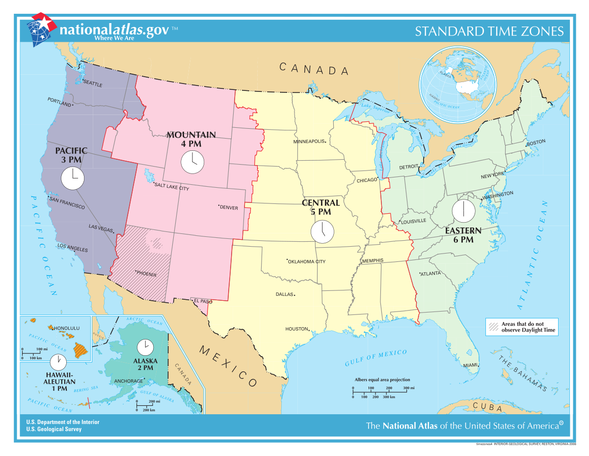 time zone map usa