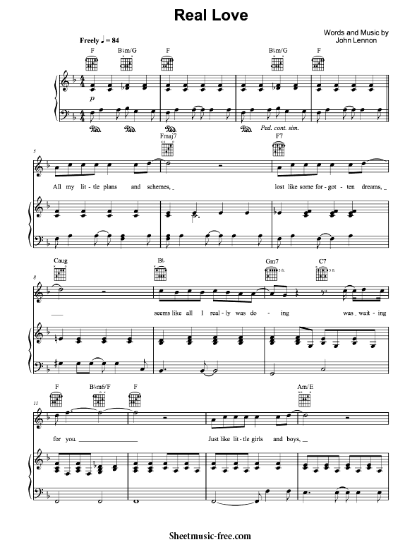 real love piano sheet