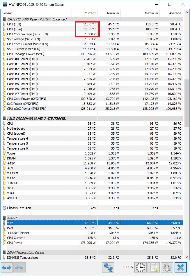 max cpu temp before shutdown