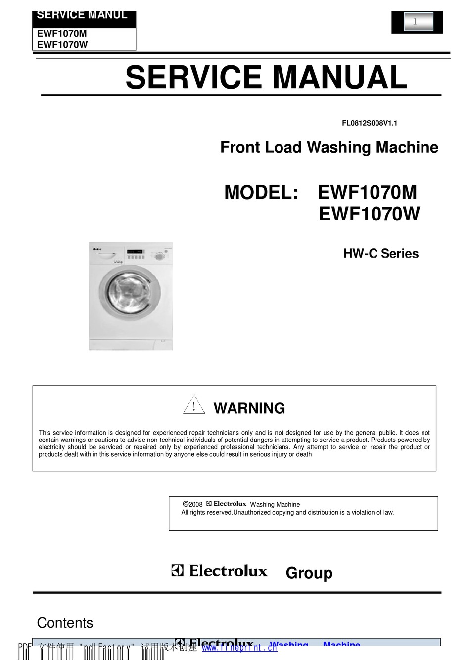 user manual electrolux washing machine