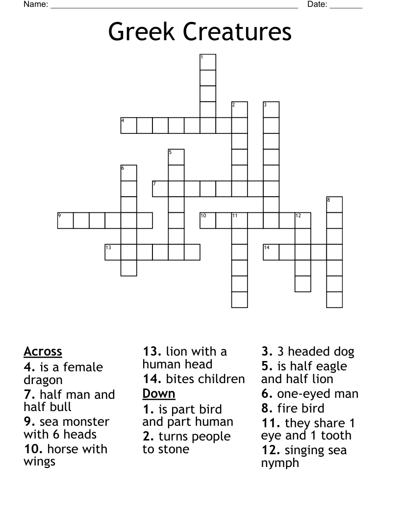 folklore monster crossword