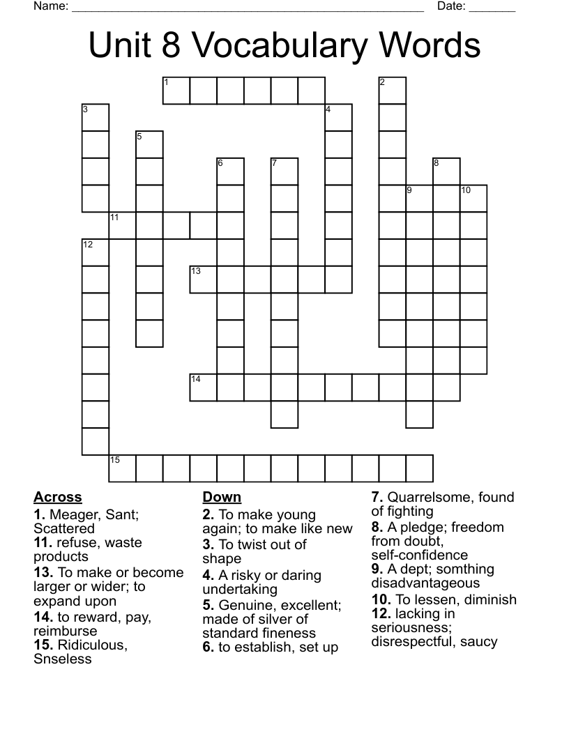 crossword lessen