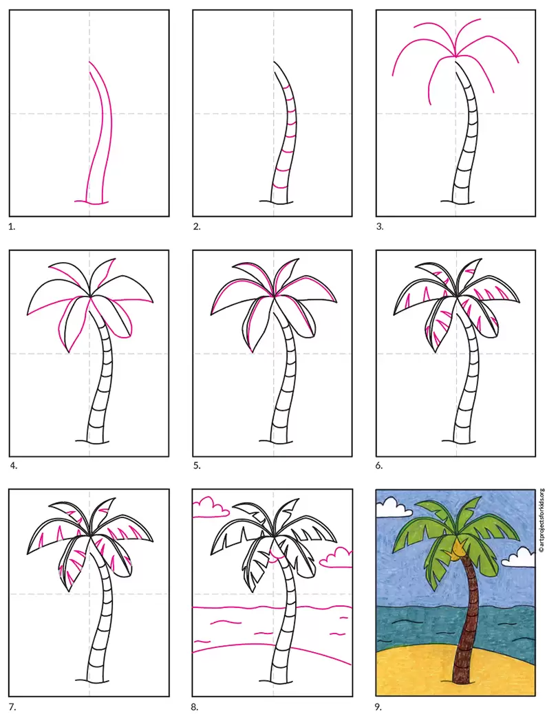 palm tree sketch easy