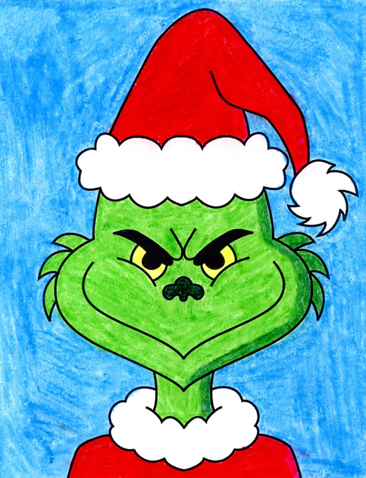 how to draw the grinch face