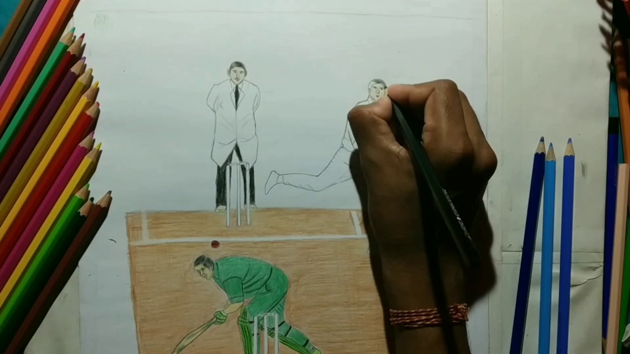 my favourite game cricket drawing