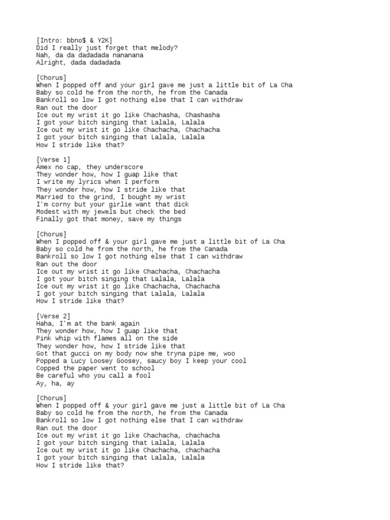 bbno lalala lyrics